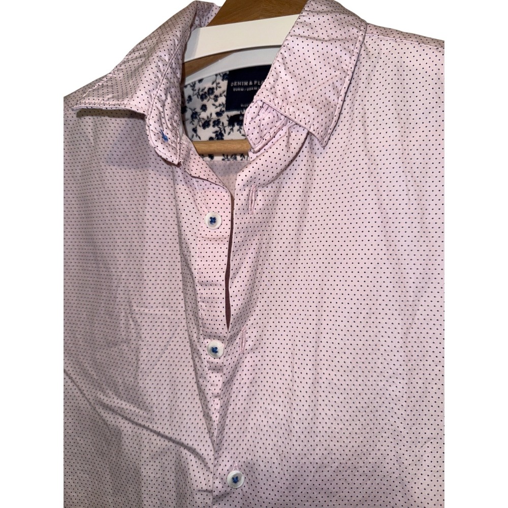 DENIM & FLOWER Ricky Singh Slim Fit Men's S.Sleeve Pink Micro Dot‎ Button Shirt